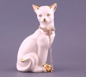 ФИГУРКА "КОШКА БЕЛАЯ С ЦЕПОЧКОЙ" (456-902) 