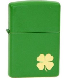 Зажигалка Zippo код: метал, клевер, зелёный цвет 1111111111 (21032S)